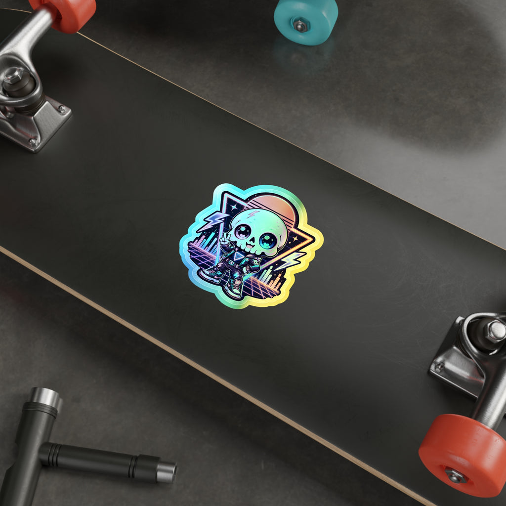 Neon Riot Skull | Holographic Die-Cut Sticker