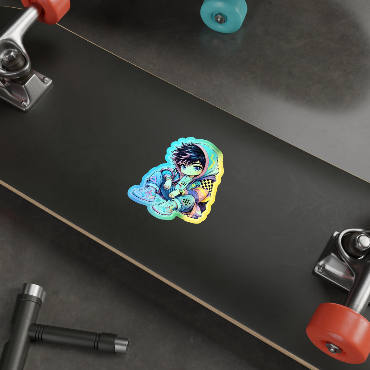 Neon Rebel Boy | Holographic Die-Cut Sticker