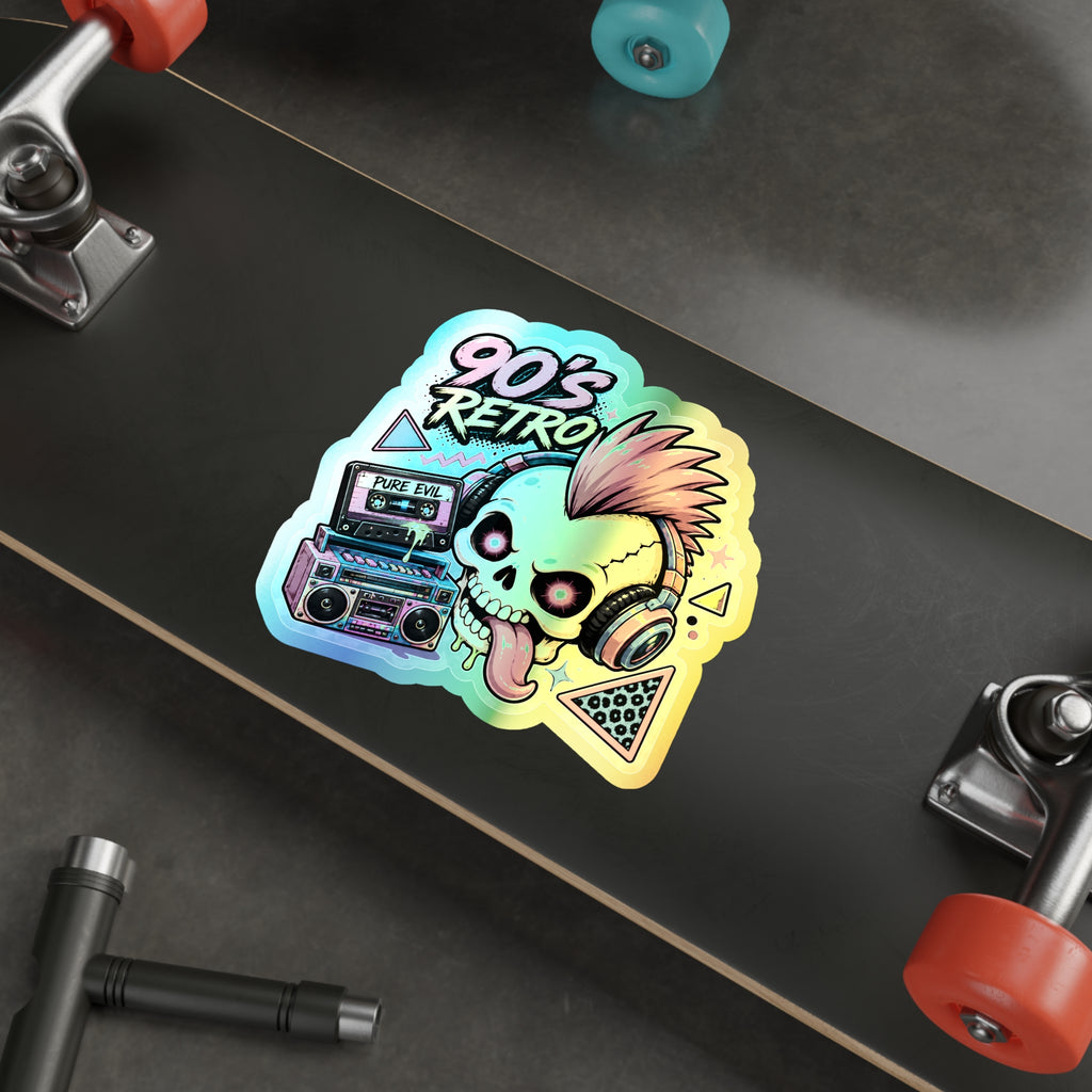 Retro Punk Skull | Holographic Die-Cut Sticker