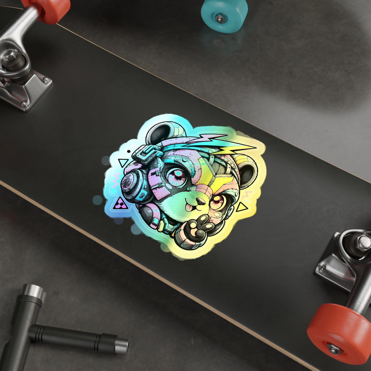 Neon Riot Panda | Holographic Die-Cut Sticker