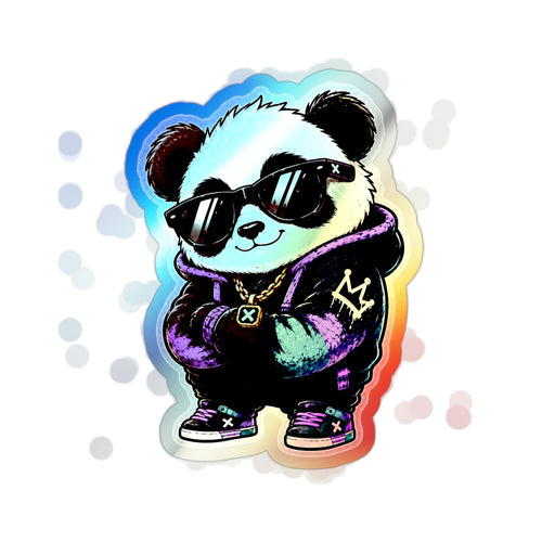 Cool Panda | Holographic Die-Cut Sticker