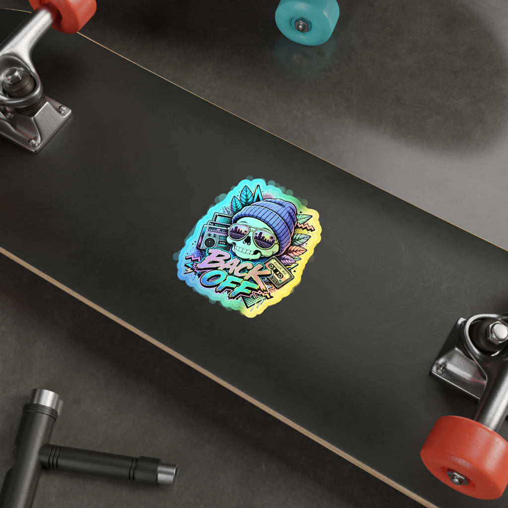 Back Off Skull | Holographic Die-Cut Sticker