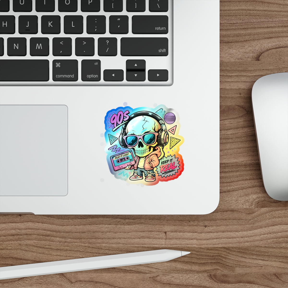 Keep It Real Skull | Holographic Die-Cut Sticker
