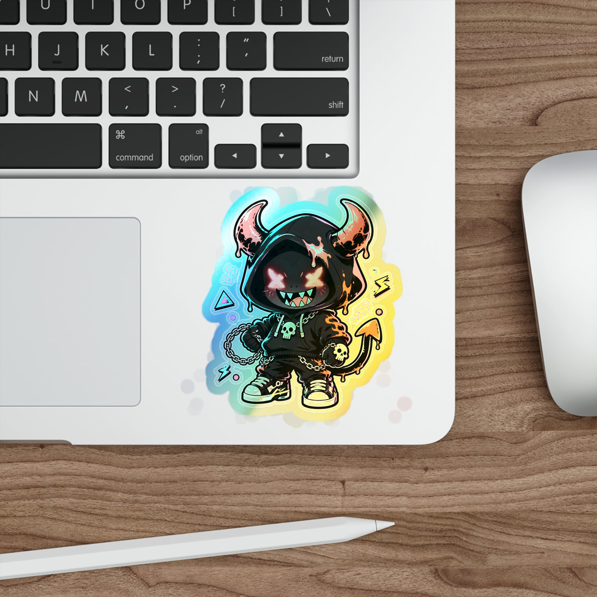 Neon Devil | Holographic Die-Cut Sticker
