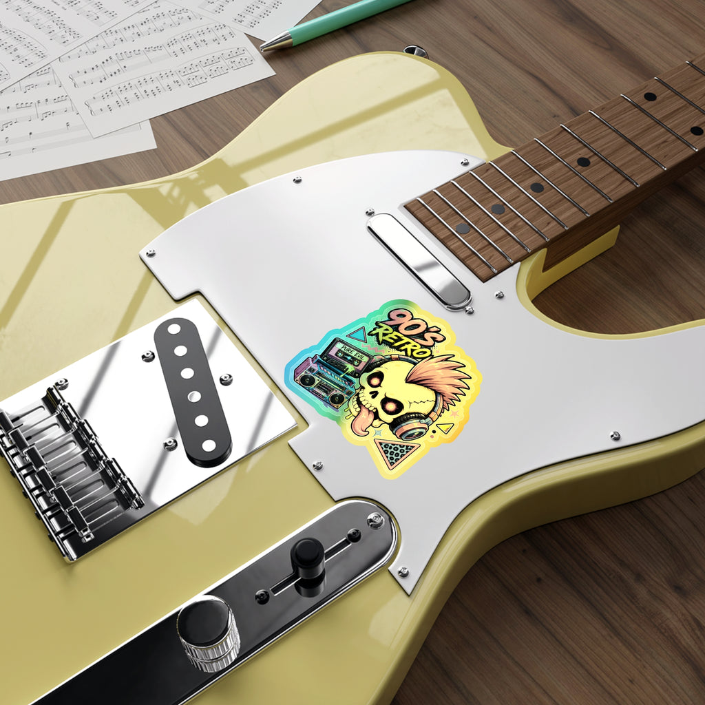 Retro Punk Skull | Holographic Die-Cut Sticker