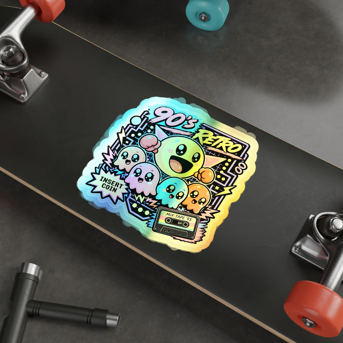 Arcade Ghosts & Mixtape | Holographic Die-Cut Sticker