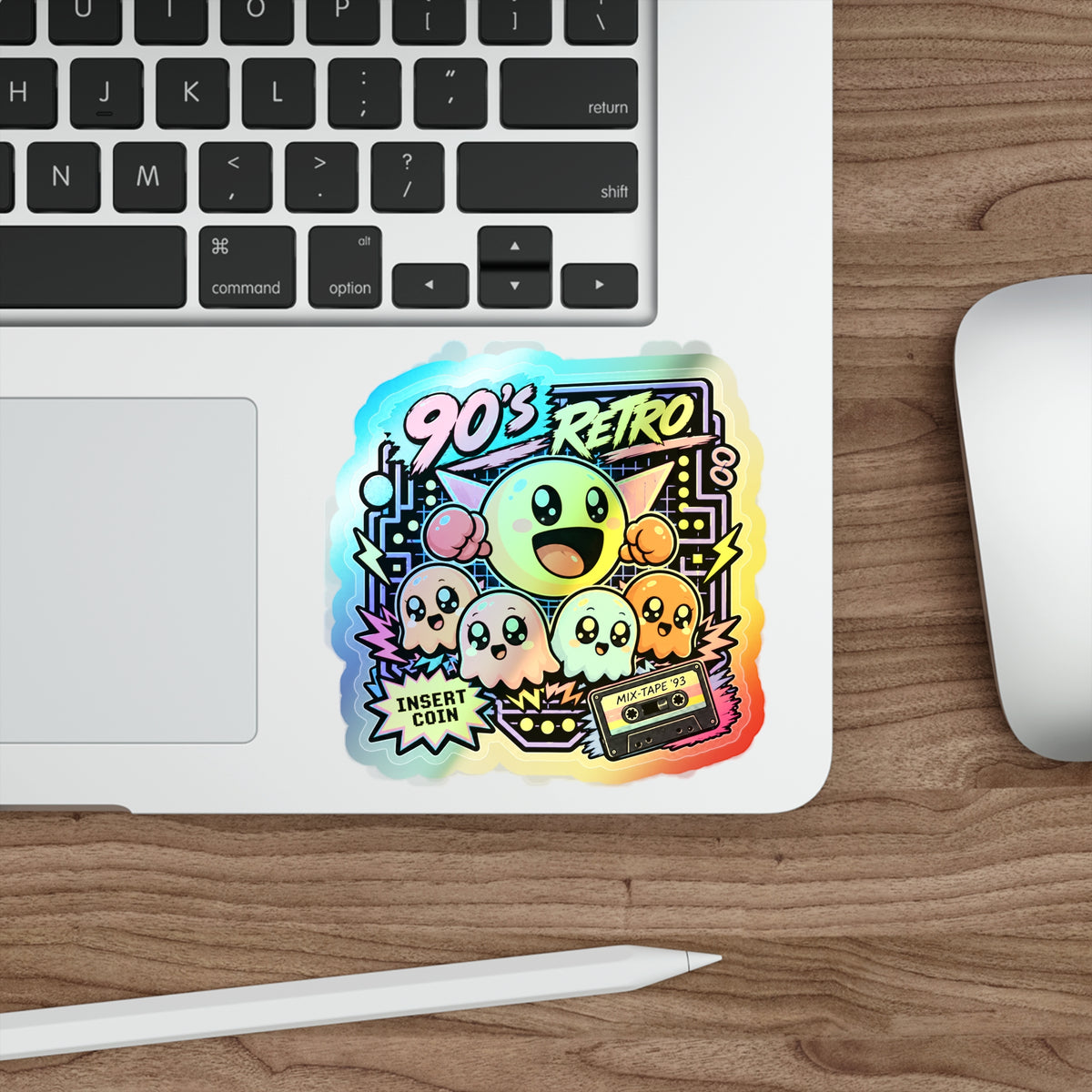 Arcade Ghosts & Mixtape | Holographic Die-Cut Sticker