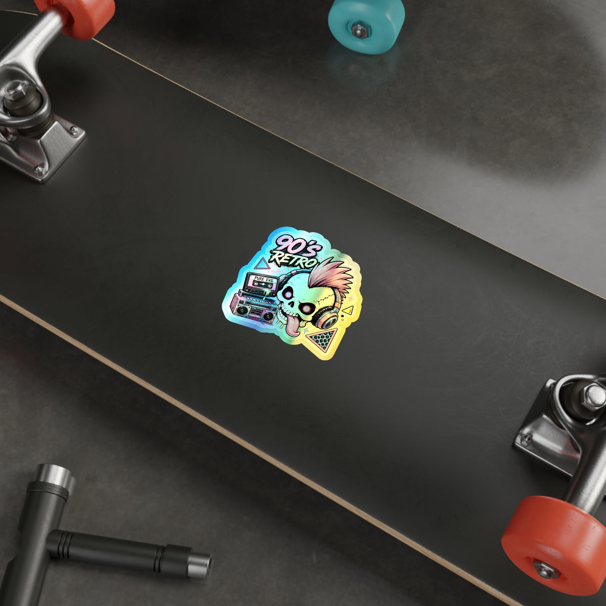 Retro Punk Skull | Holographic Die-Cut Sticker