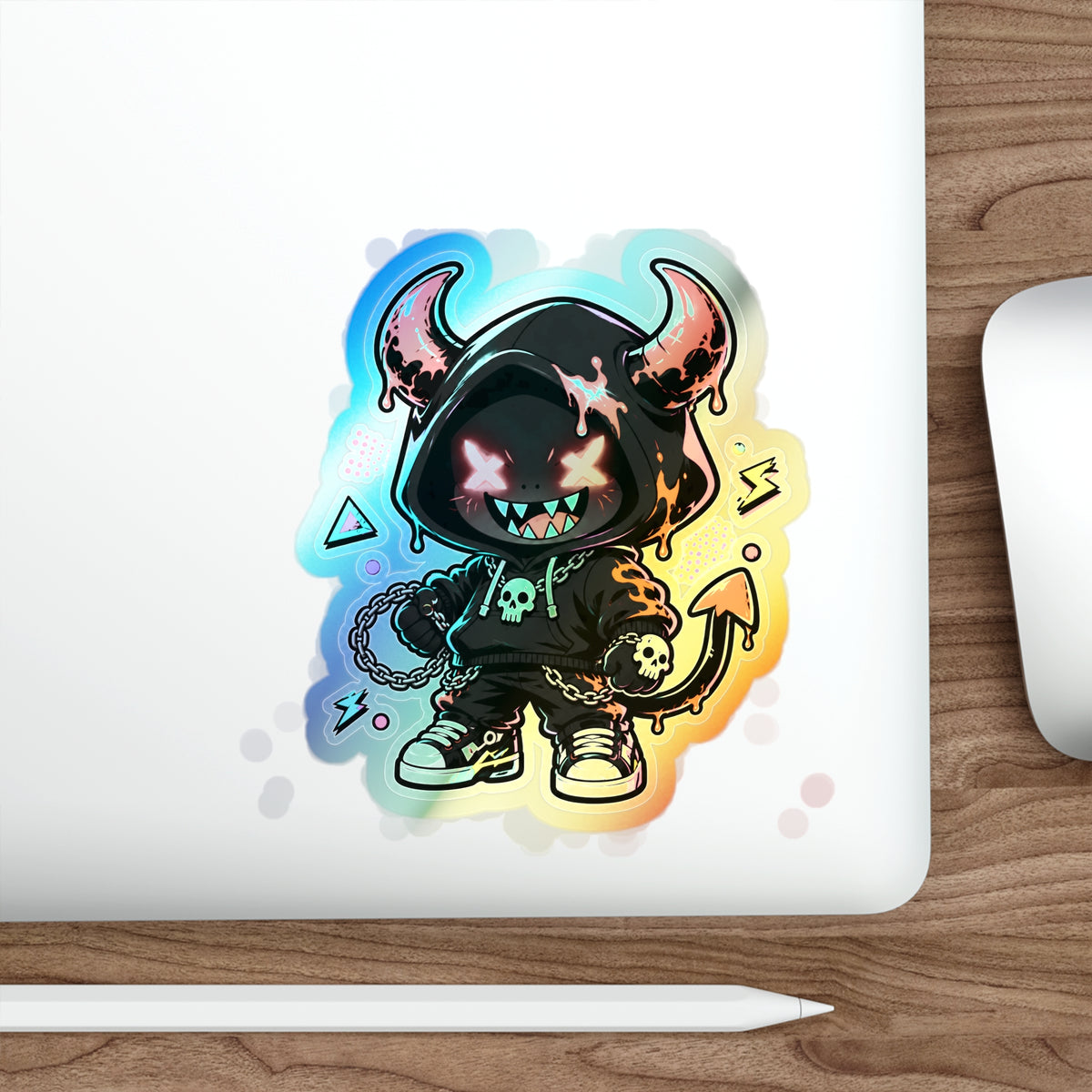 Neon Devil | Holographic Die-Cut Sticker