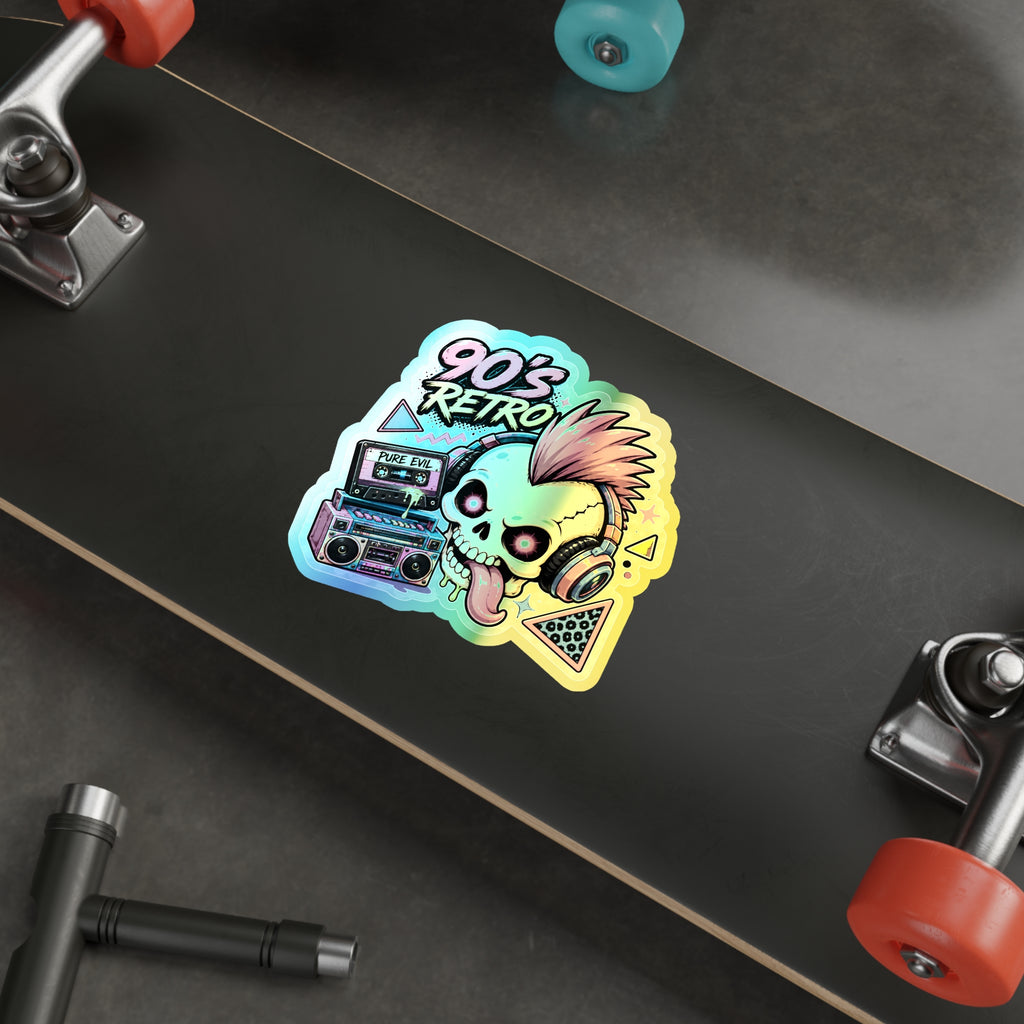 Retro Punk Skull | Holographic Die-Cut Sticker