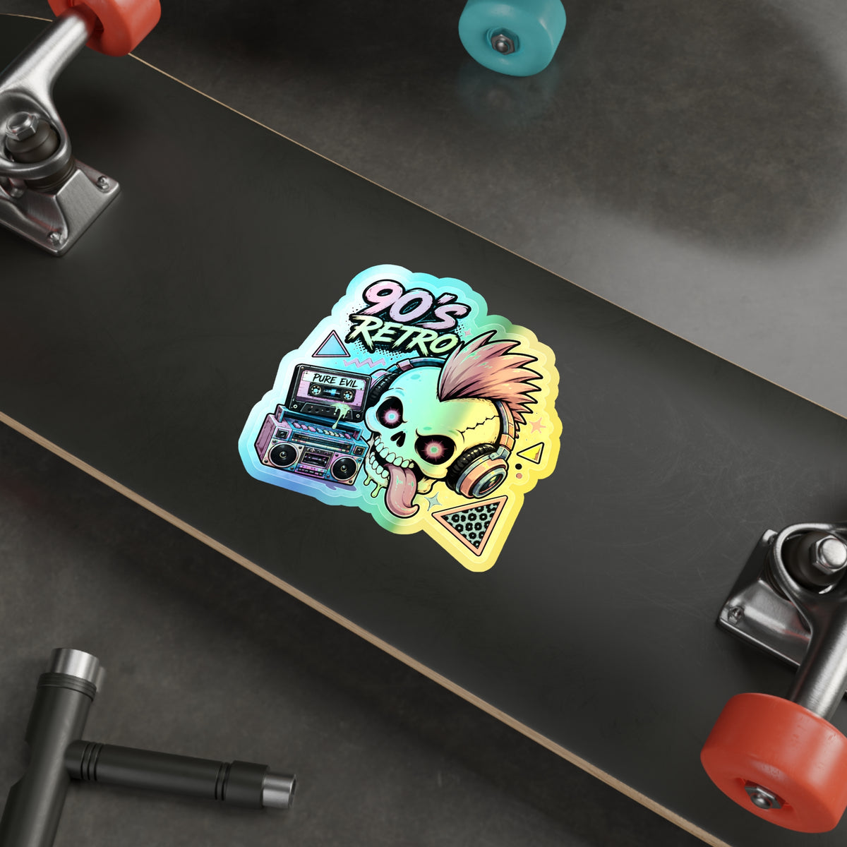 Retro Punk Skull | Holographic Die-Cut Sticker