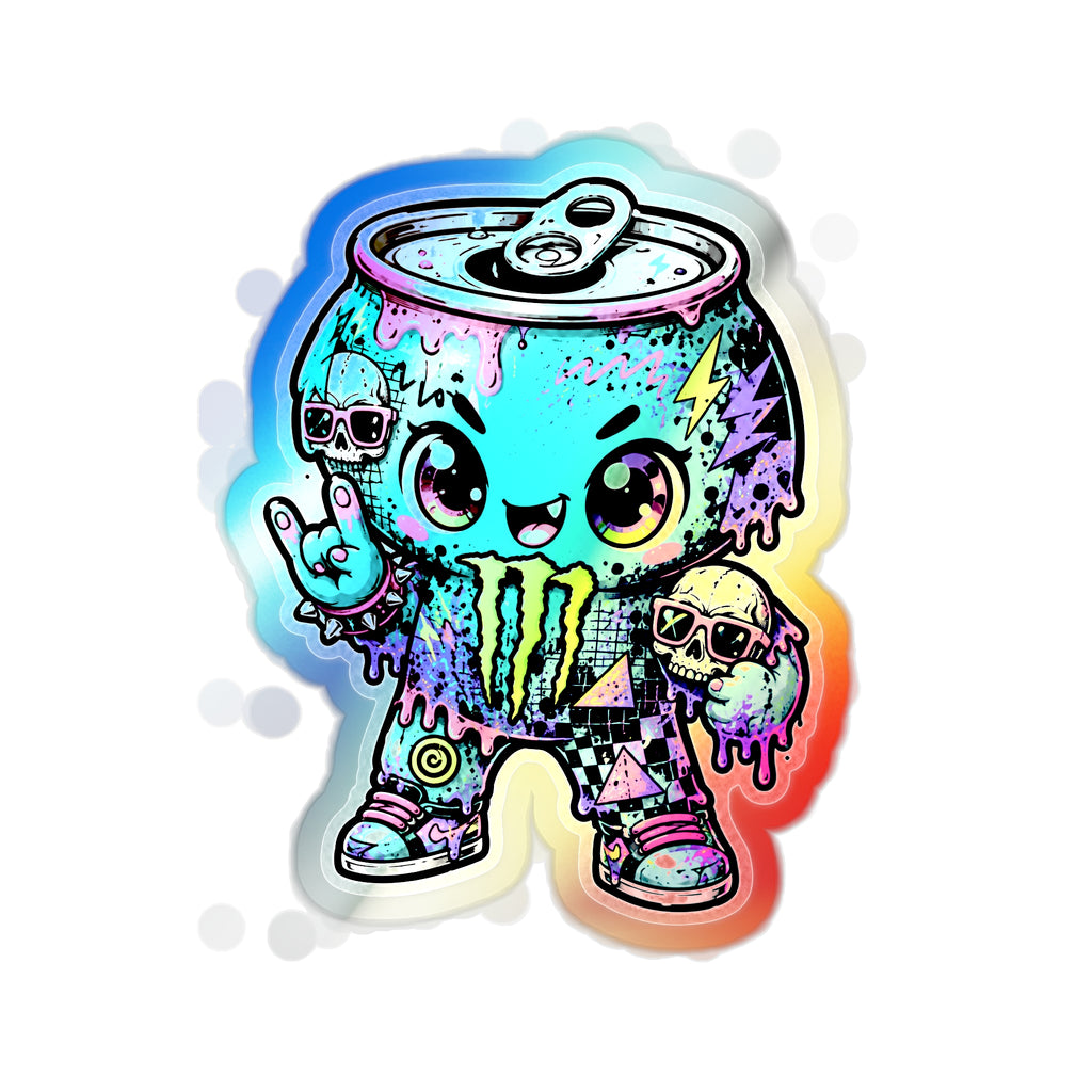 Drip Monster Can | Holographic Die-Cut Sticker