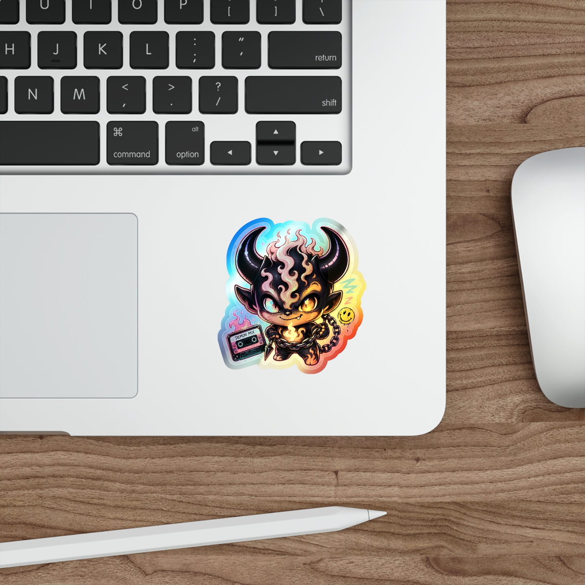 Fire Demon | Holographic Die-Cut Sticker