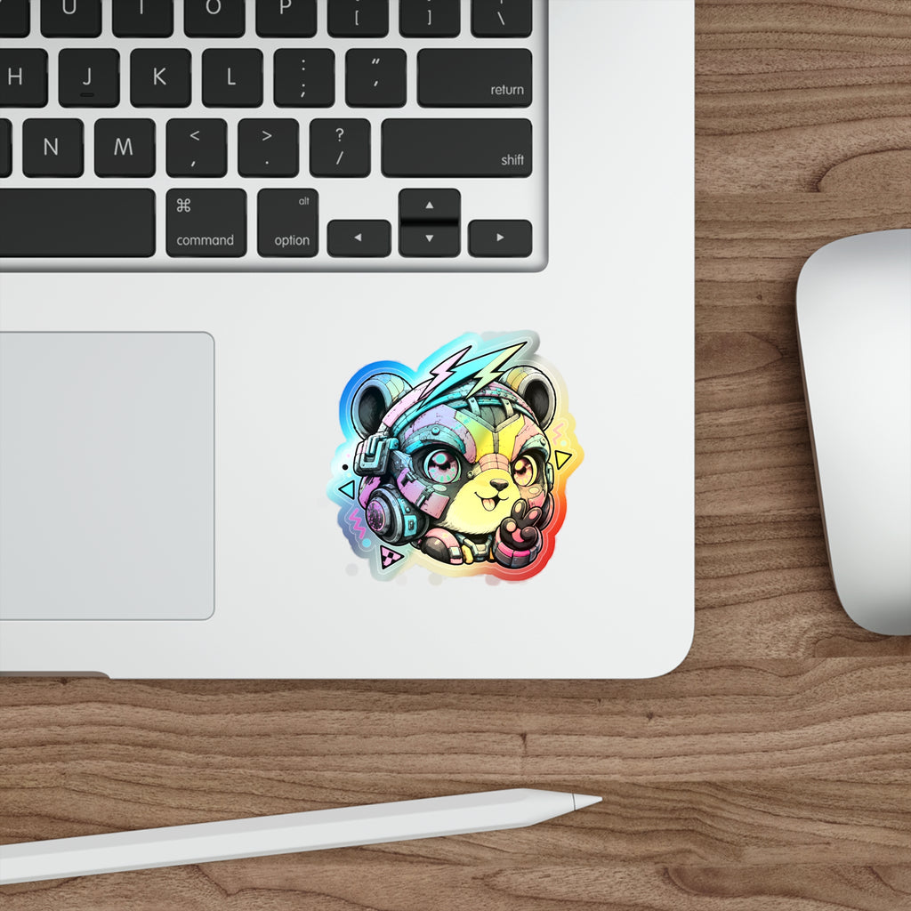 Neon Riot Panda | Holographic Die-Cut Sticker
