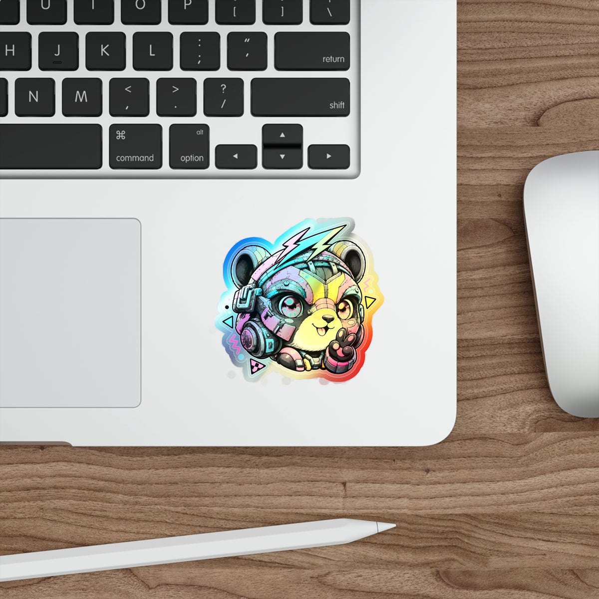 Neon Riot Panda | Holographic Die-Cut Sticker