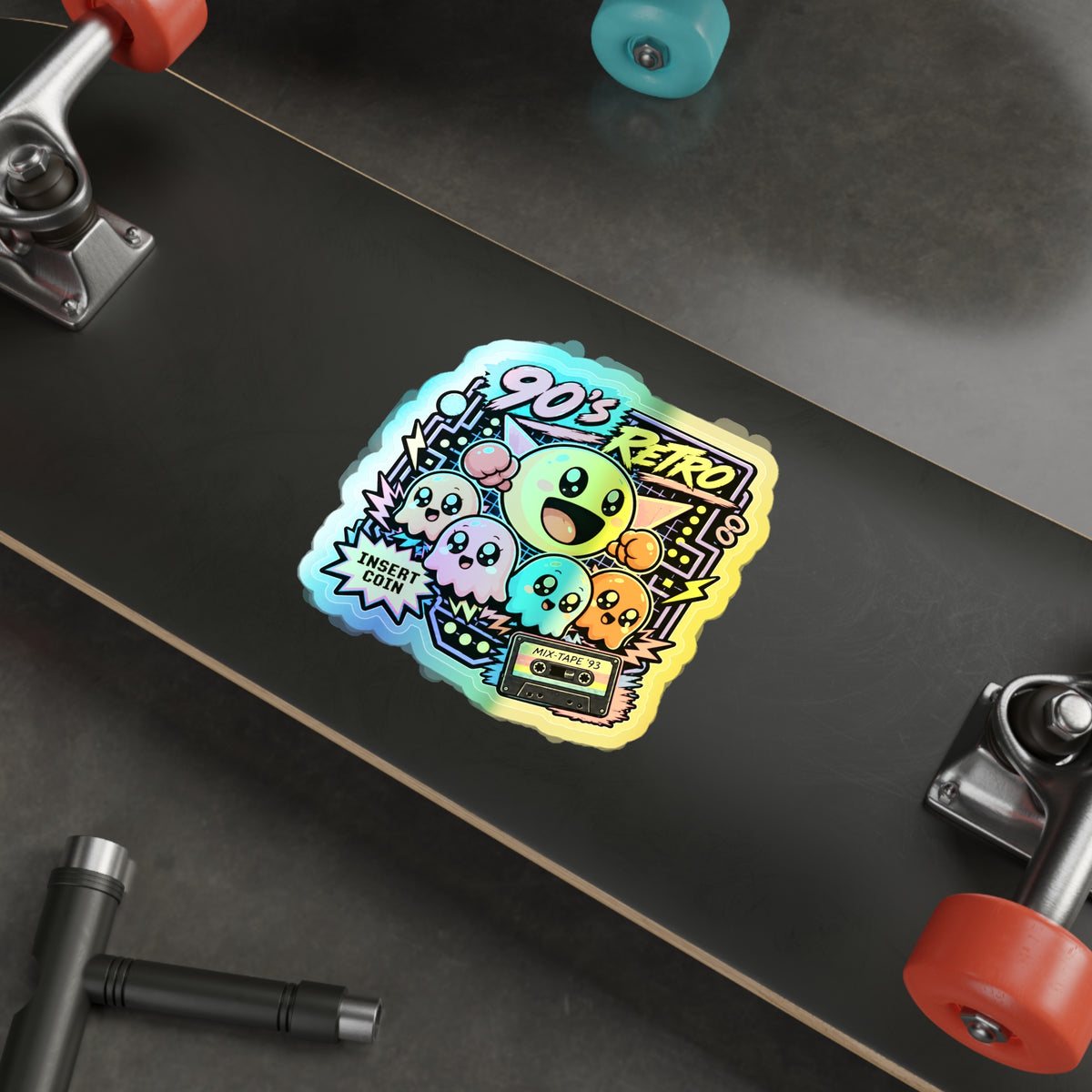 Arcade Ghosts & Mixtape | Holographic Die-Cut Sticker