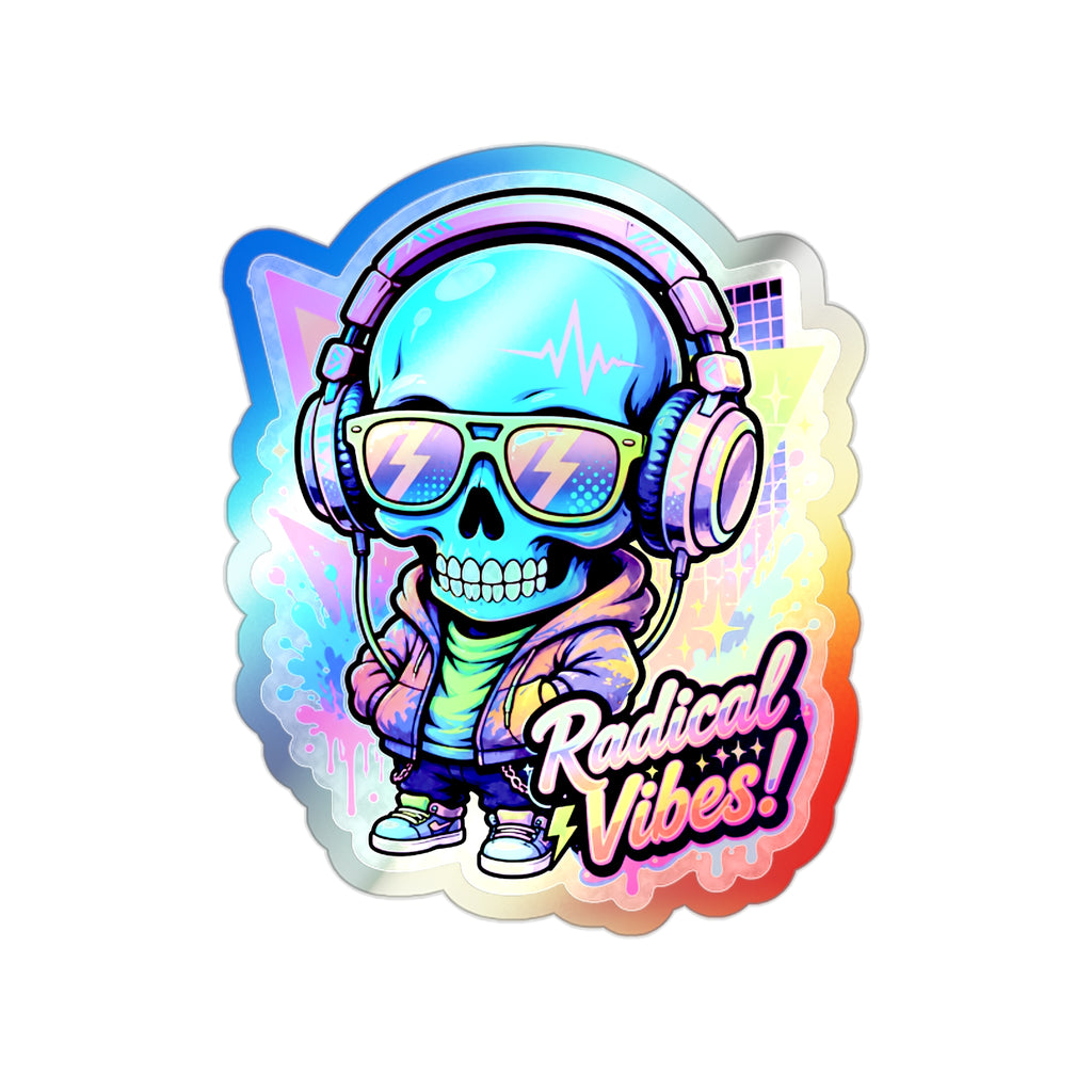 Radical Vibes Skull | Holographic Die-Cut Sticker