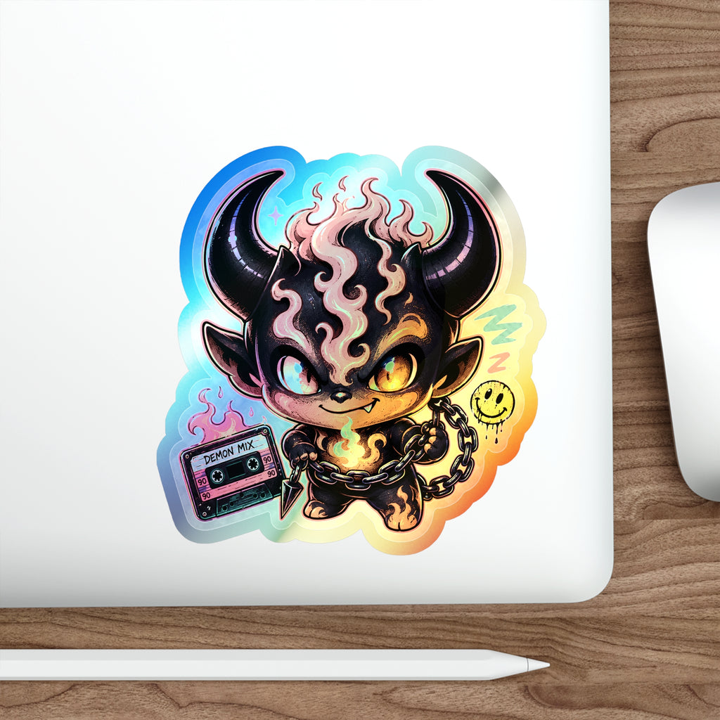 Fire Demon | Holographic Die-Cut Sticker