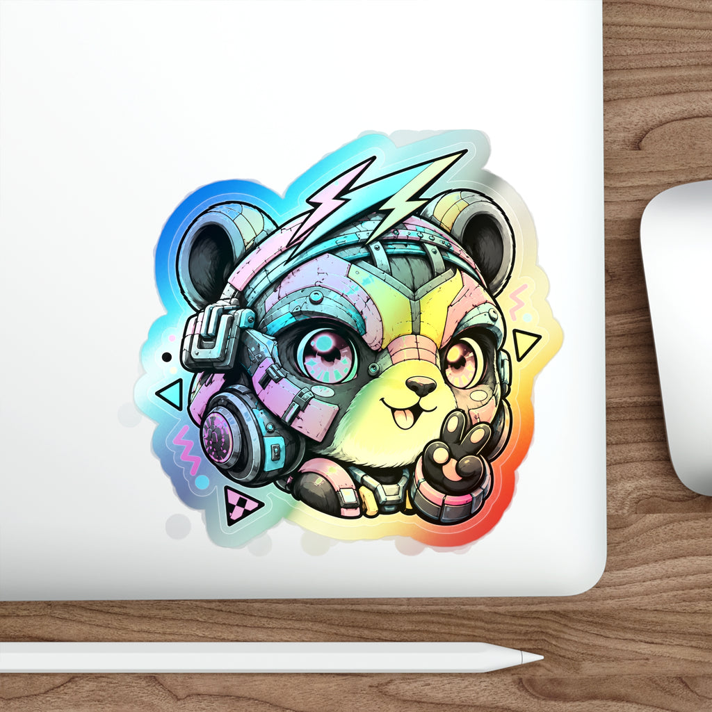Neon Riot Panda | Holographic Die-Cut Sticker