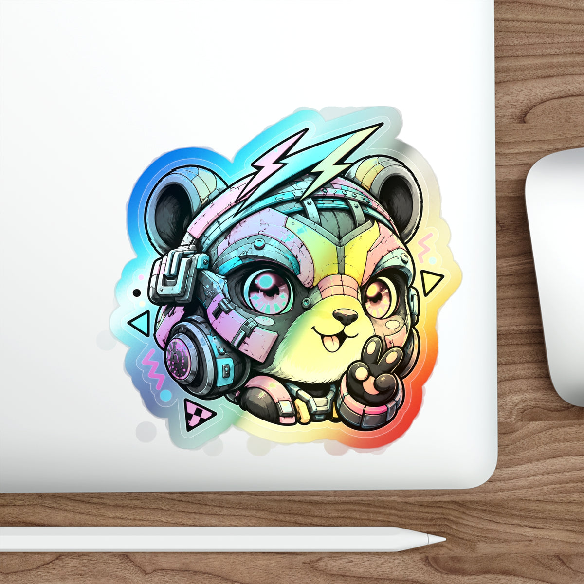 Neon Riot Panda | Holographic Die-Cut Sticker