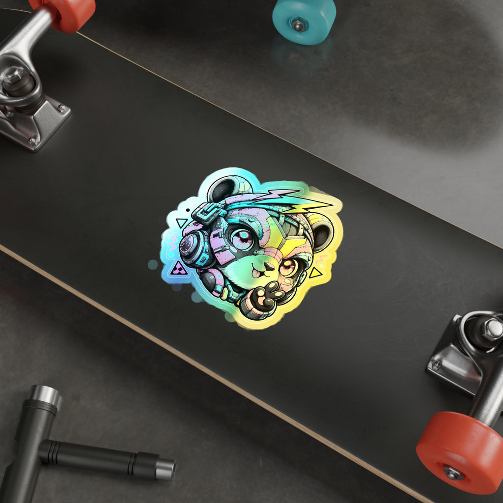 Neon Riot Panda | Holographic Die-Cut Sticker