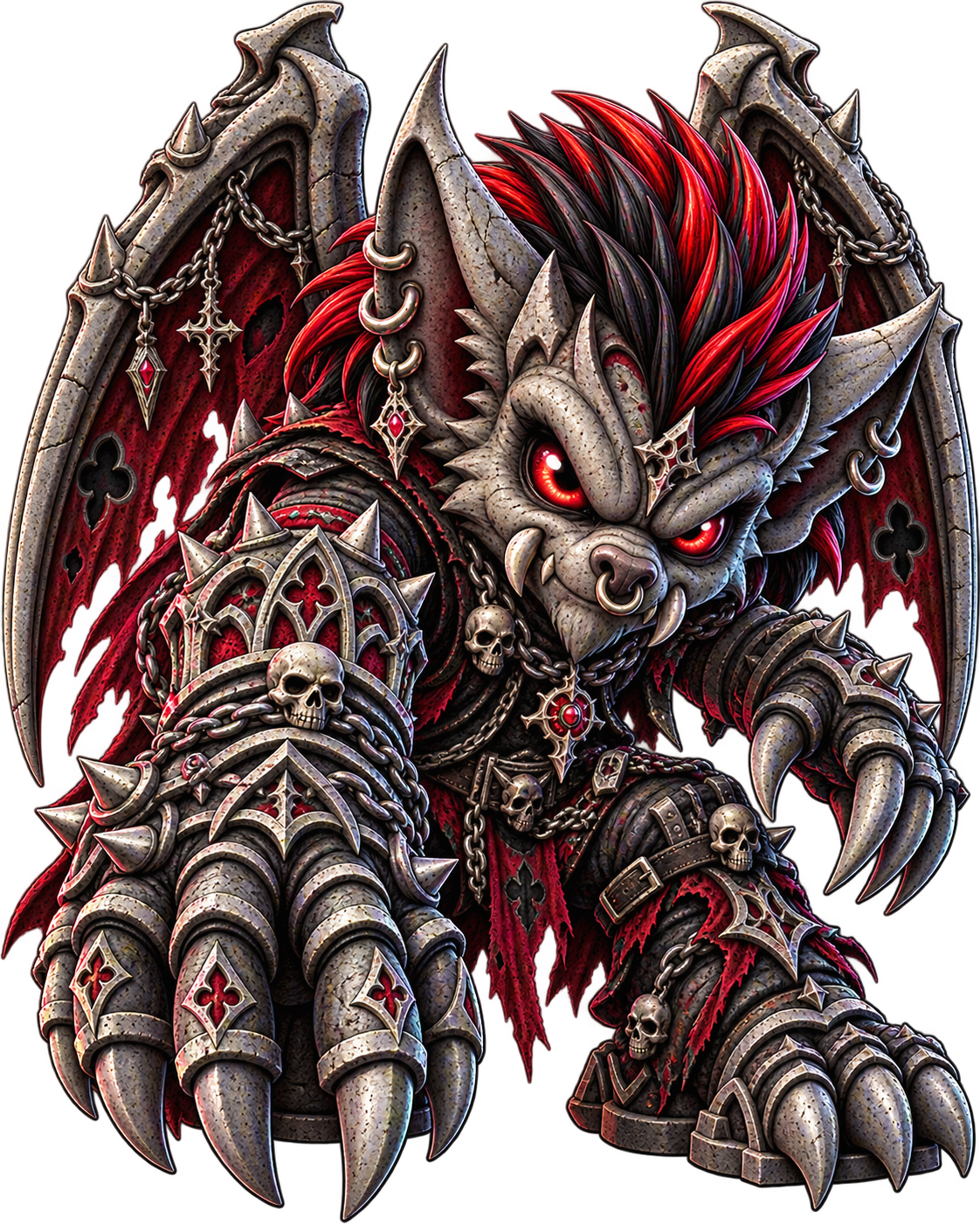 Infernal Clawfang gothic gargoyle holographic sticker artwork by Wicked Riot Stickers